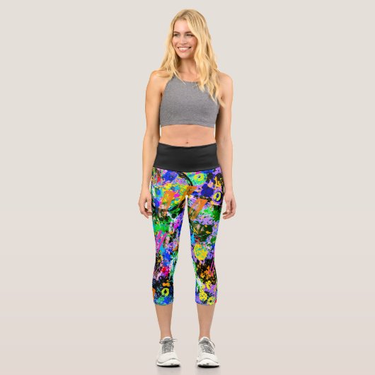 Graffiti Carnival Capri Leggings (Vorderseite)