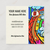 Graffiti Cartoon Rainbow Weather Planet Doodle Quadratische Visitenkarte (Rückseite)