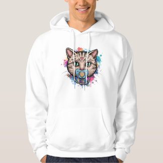 Graffiti Cat Face Hoodie