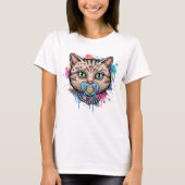 Graffiti Cat Face T-Shirt (Vorderseite)