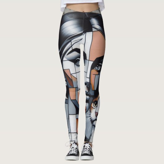 Graffiti Cat Lady Leggings (Vorderseite)