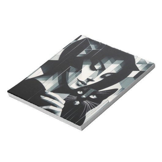 Graffiti Cat Lady Notizblock (Rotiert)