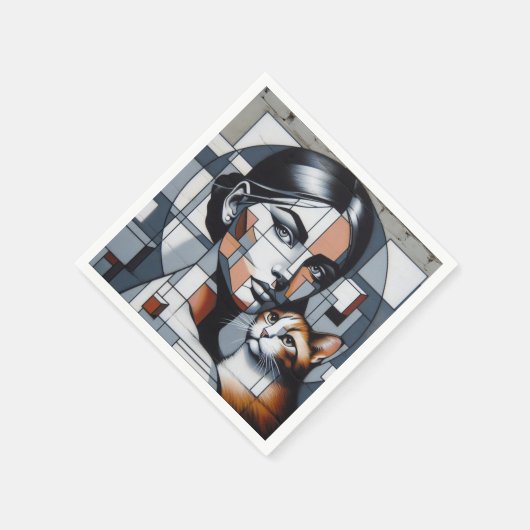 Graffiti Cat Lady Serviette (Ecke)