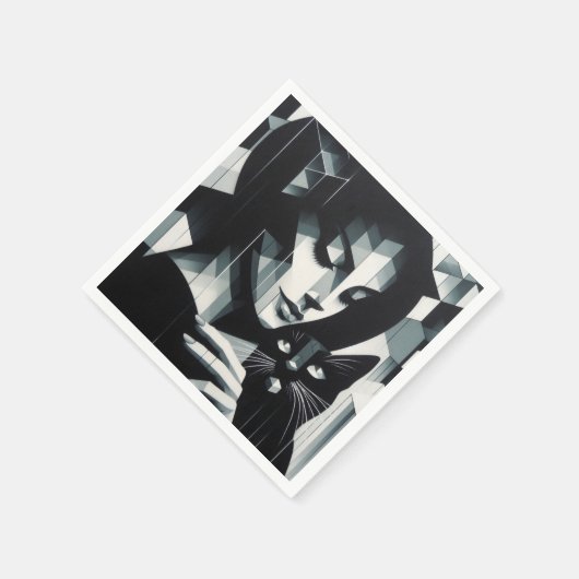 Graffiti Cat Lady Serviette (Ecke)