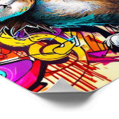 Graffiti Cat: Spray painted cat: taby street art a Poster (Ecke)