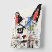 Graffiti Cat Urban Cool Feline Quadratische Wanduhr (Winkel)