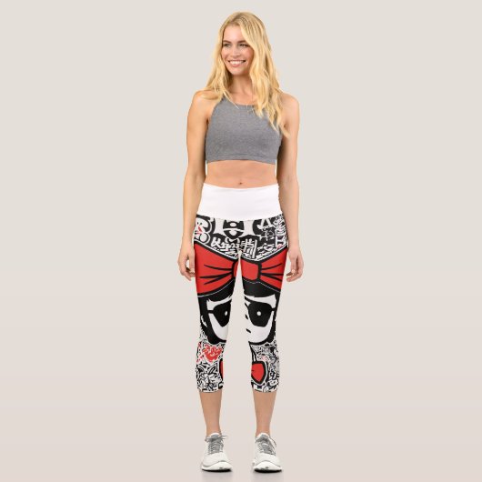 Graffiti Chic Leggings: Keith Haring x Japanese Ba Capri Leggings (Vorderseite)