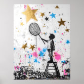 Graffiti Child Catching Stars - Städtische Kunst i Poster (Vorne)