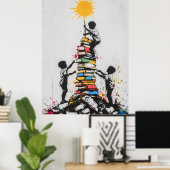 Graffiti Children Climbing Books - Urban Protest Poster (Heimbüro)