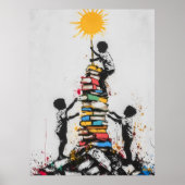 Graffiti Children Climbing Books - Urban Protest Poster (Vorne)
