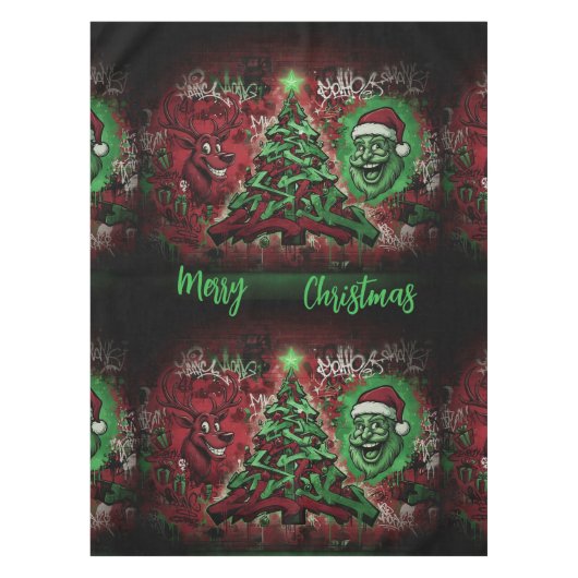 Graffiti Christmas Cotton Tablecloth 52x70 Tischdecke (Vorderseite)