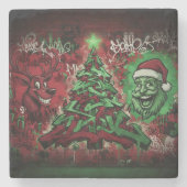 Graffiti Christmas Marble Coaster Steinuntersetzer (Vorderseite)