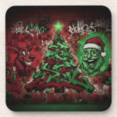 Graffiti Christmas Plastic Coasters Set 6 Getränkeuntersetzer (Vorderseite)