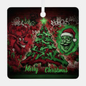 Graffiti Christmas Square Metal Ornament (Vorderseite)