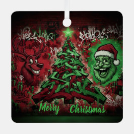 Graffiti Christmas Square Metal Ornament