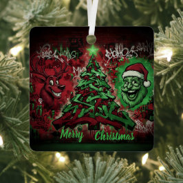 Graffiti Christmas Square Metal Ornament Aus Metall