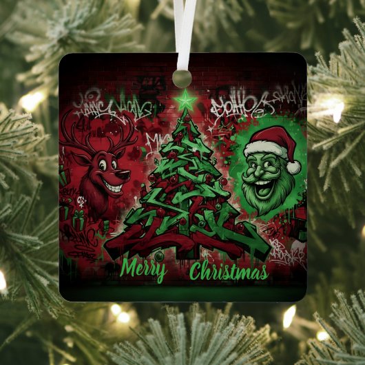 Graffiti Christmas Square Metal Ornament Aus Metall (InSitu)
