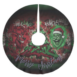 Graffiti Christmas Tree Skirt 44" Polyester Weihnachtsbaumdecke