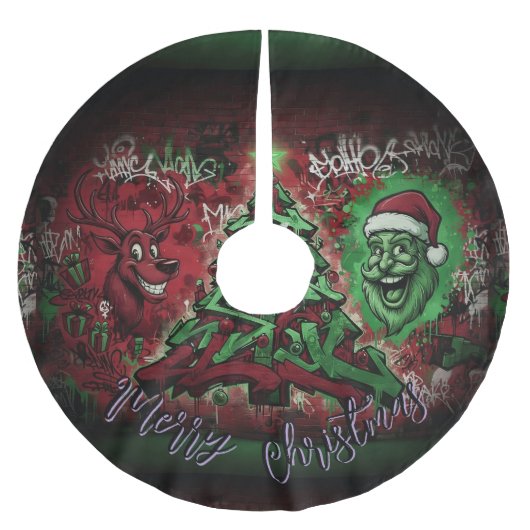 Graffiti Christmas Tree Skirt 44" Polyester Weihnachtsbaumdecke (Vorderseite)