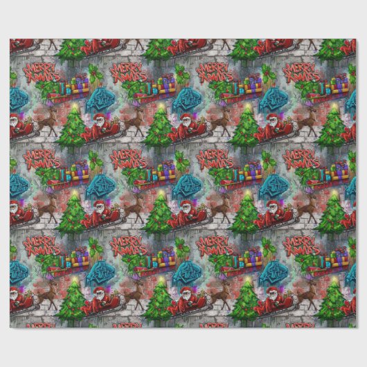 Graffiti Christmas Wrapping Paper Geschenkpapier (Flach)