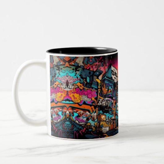 Graffiti Cityscape für ein lebendiges Straßennetz Zweifarbige Tasse (Links)