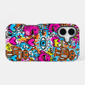 Graffiti Collage Pattern Phone Case iPhone 16 Hülle (Rückseite (Horizontal))