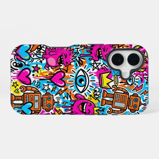 Graffiti Collage Pattern Phone Case iPhone 16 Hülle (Rückseite (Horizontal))
