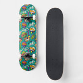 Graffiti-Comic mit leuchtenden Elementen Skateboar Skateboard (Vorderseite)