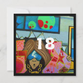 Graffiti Cooles Gesicht Geburtstag Einladung (Rückseite)