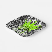 Graffiti Crown Black Green Happy Birthday Pappteller (Gewinkelt)