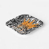 Graffiti Crown Black Orange Happy Birthday Pappteller (Gewinkelt)