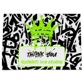 Graffiti Crown Green Black Birthday Vielen Dank Große Geschenktüte (Vorderseite)