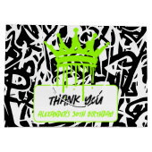 Graffiti Crown Green Black Birthday Vielen Dank Große Geschenktüte (Rückseite)