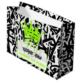 Graffiti Crown Green Black Birthday Vielen Dank Große Geschenktüte