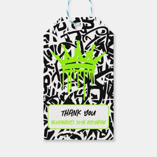 Graffiti Crown Green Orange Vielen Dank zum Geburt Geschenkanhänger (Vorderseite)