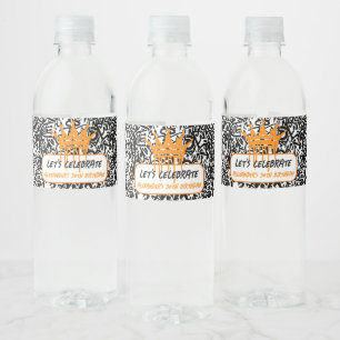 Graffiti Crown Orange Feiern zum Geburtstag Wasserflaschenetikett