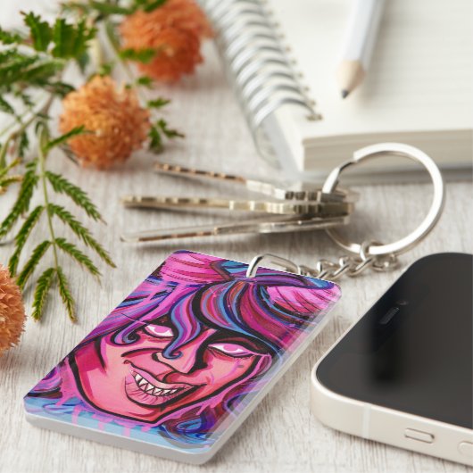 Graffiti-Dämon-Mädchen-Schlüsselanhänger Schlüsselanhänger (Vorderseite rechts)