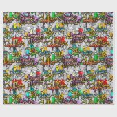 Graffiti Dance Hip Hop Muster Geschenkpapier (Flach)