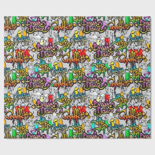 Graffiti Dance Hip Hop Muster Geschenkpapier (Flach)