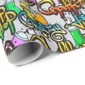 Graffiti Dance Hip Hop Muster Geschenkpapier (Rolleneckpunkt)