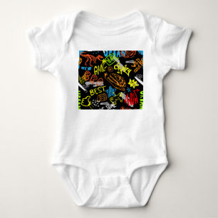 Graffiti der Jungen: Handgezeichnete Kühle Baby Strampler