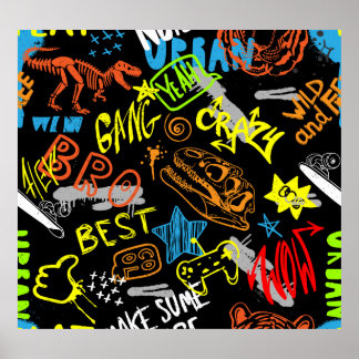 Graffiti der Jungen: Handgezeichnete Kühle Poster