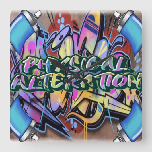 Graffiti der Wall-Uhr Quadratische Wanduhr (Vorderseite)