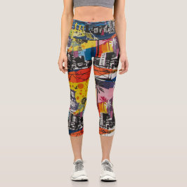 Graffiti Design Capri Leggings