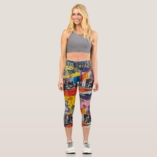 Graffiti Design Capri Leggings (Vorderseite)
