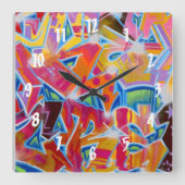 Graffiti Design Wall Clock Quadratische Wanduhr (Vorderseite)