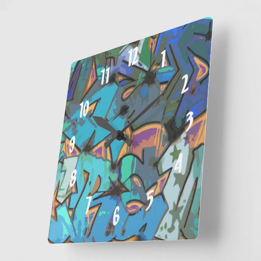 Graffiti Design Wall Clock Quadratische Wanduhr (Winkel)