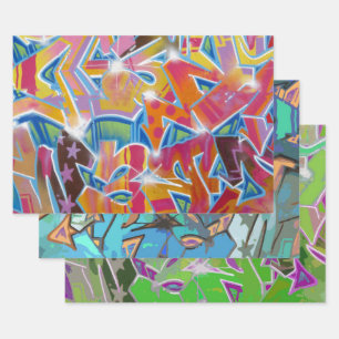 Graffiti Design Wrapping Paper Set Geschenkpapier Set