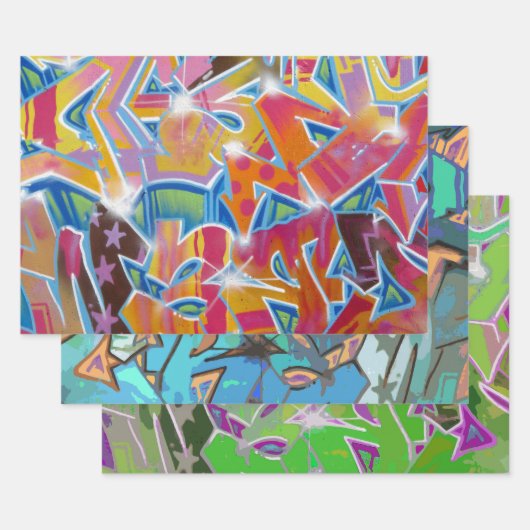Graffiti Design Wrapping Paper Set Geschenkpapier Set (Set)