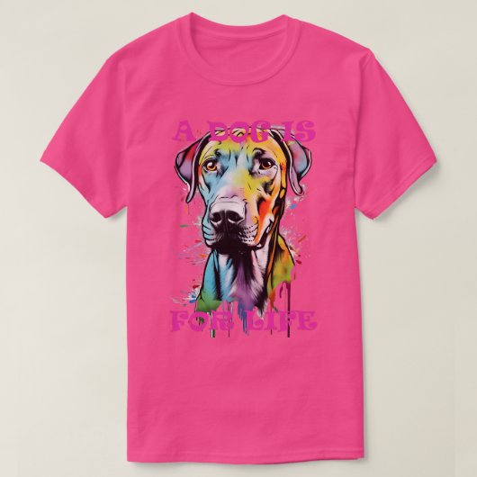 Graffiti Dog Portrait Ein Hund ist für Leben 2 T-Shirt (Design vorne)
